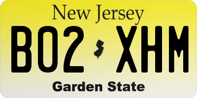 NJ license plate B02XHM