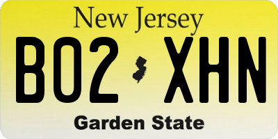 NJ license plate B02XHN