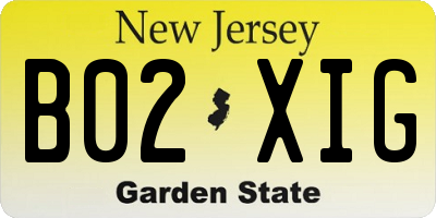 NJ license plate B02XIG