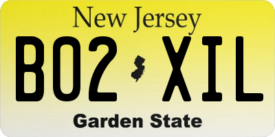 NJ license plate B02XIL