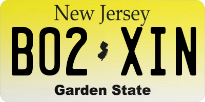 NJ license plate B02XIN