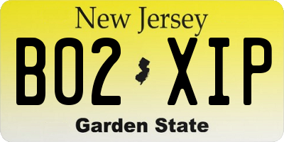 NJ license plate B02XIP