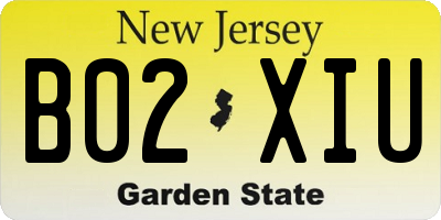 NJ license plate B02XIU