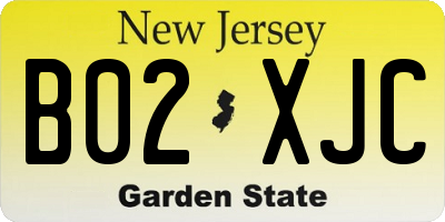 NJ license plate B02XJC