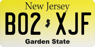 NJ license plate B02XJF