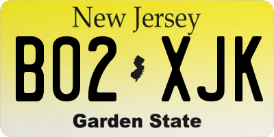 NJ license plate B02XJK