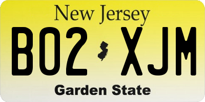 NJ license plate B02XJM