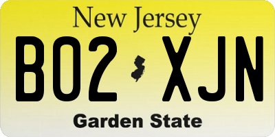 NJ license plate B02XJN