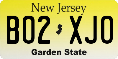 NJ license plate B02XJO