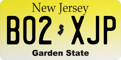 NJ license plate B02XJP