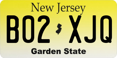 NJ license plate B02XJQ