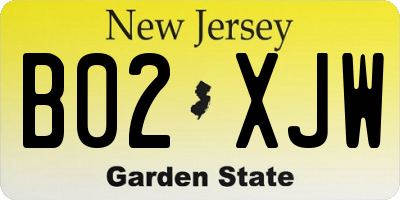 NJ license plate B02XJW