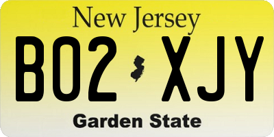 NJ license plate B02XJY