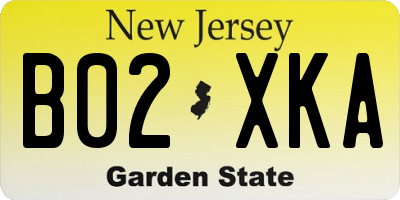 NJ license plate B02XKA