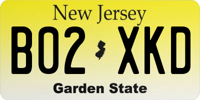 NJ license plate B02XKD