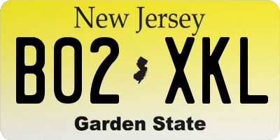 NJ license plate B02XKL