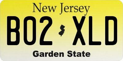 NJ license plate B02XLD