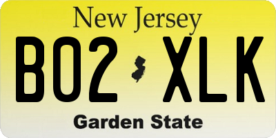 NJ license plate B02XLK
