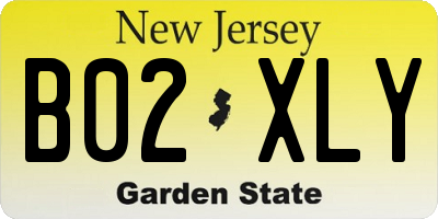 NJ license plate B02XLY