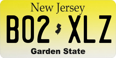 NJ license plate B02XLZ