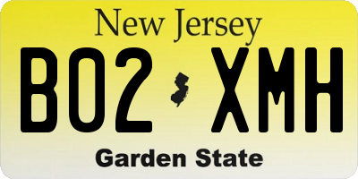NJ license plate B02XMH