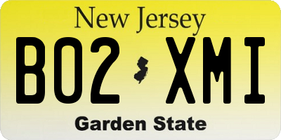 NJ license plate B02XMI