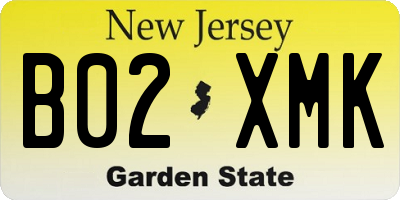 NJ license plate B02XMK