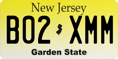 NJ license plate B02XMM