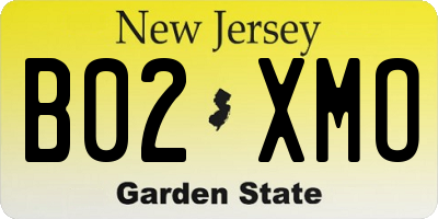 NJ license plate B02XMO