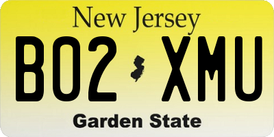 NJ license plate B02XMU