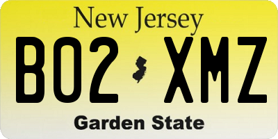 NJ license plate B02XMZ