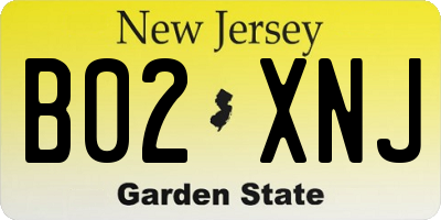 NJ license plate B02XNJ