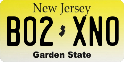 NJ license plate B02XNO