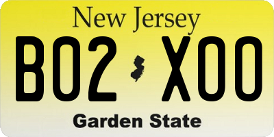 NJ license plate B02XOO