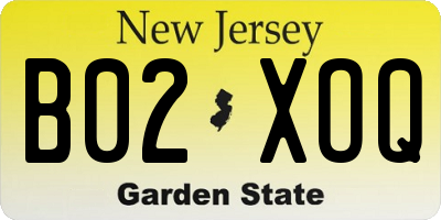NJ license plate B02XOQ