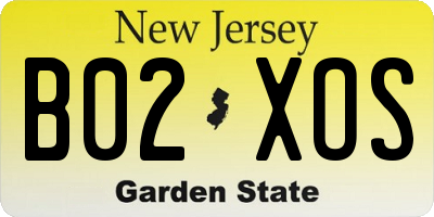 NJ license plate B02XOS