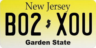 NJ license plate B02XOU