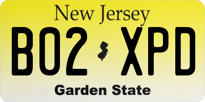 NJ license plate B02XPD
