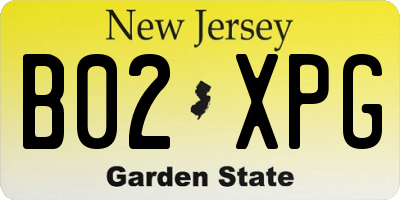 NJ license plate B02XPG
