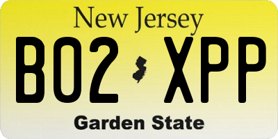 NJ license plate B02XPP