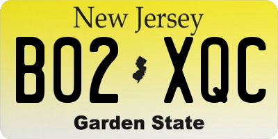 NJ license plate B02XQC