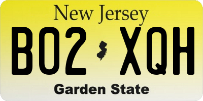 NJ license plate B02XQH
