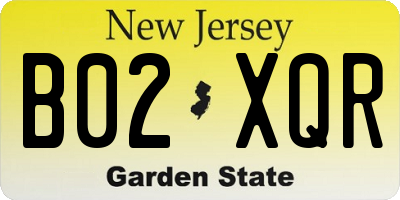 NJ license plate B02XQR