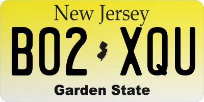 NJ license plate B02XQU