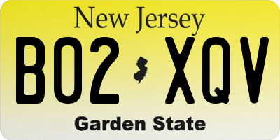 NJ license plate B02XQV