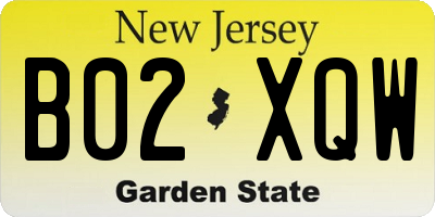 NJ license plate B02XQW