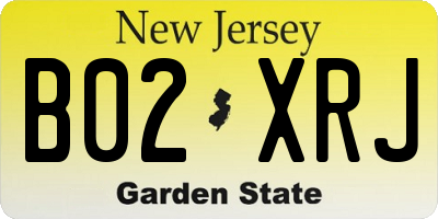 NJ license plate B02XRJ