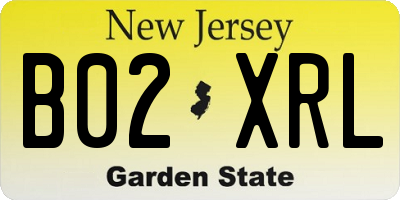 NJ license plate B02XRL