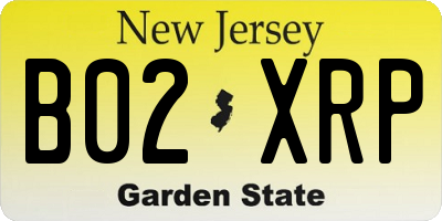 NJ license plate B02XRP