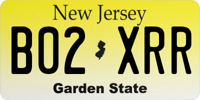 NJ license plate B02XRR